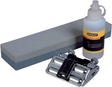 Stanley 3-Piece Sharpening System Kit - Honing Guide, Oilstone and Oil (0-16-050)