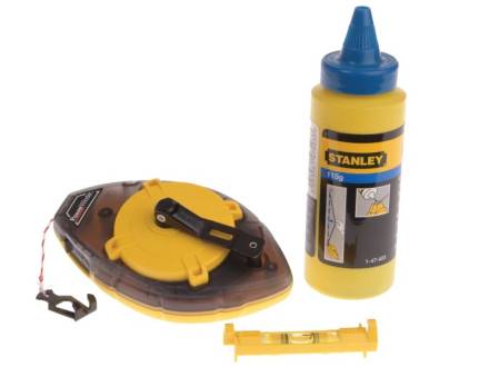 Stanley PowerWinder 30m Chalk Line Reel Set with Blue Chalk and Level