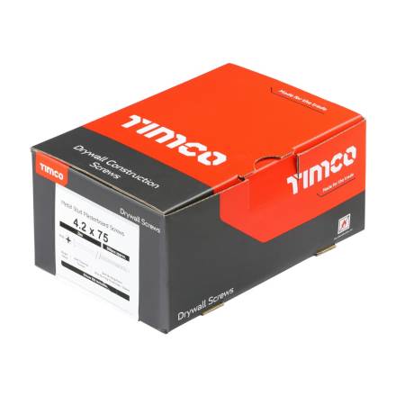 TIMCO Self-Drilling Drywall Screws PH2 Bugle Head BZP 4.2 x 75mm (Box of 200)