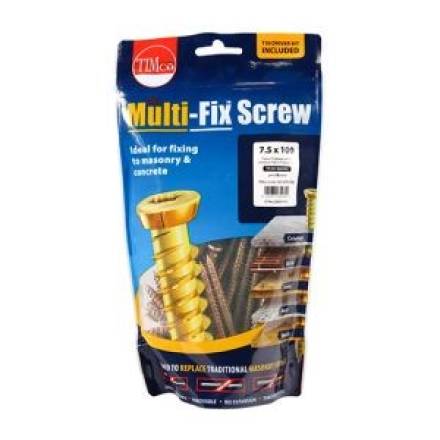 TIMCO Multi-Fix TX Concrete Screw Flat Countersunk Zinc and Yellow 7.5 x 100mm
