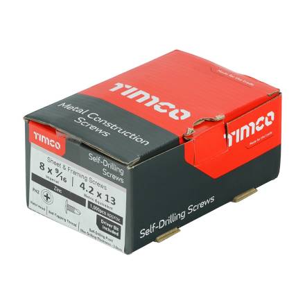 TIMCO Metal Construction Self-Drilling Wafer Head Screw BZP 4.2 x 13mm (Box of 1000)