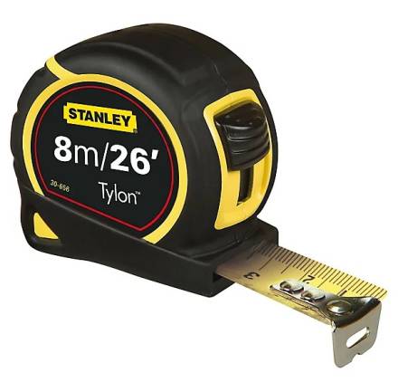 Stanley Tylon Tape Measure 8m/26ft Yellow 25mm Blade