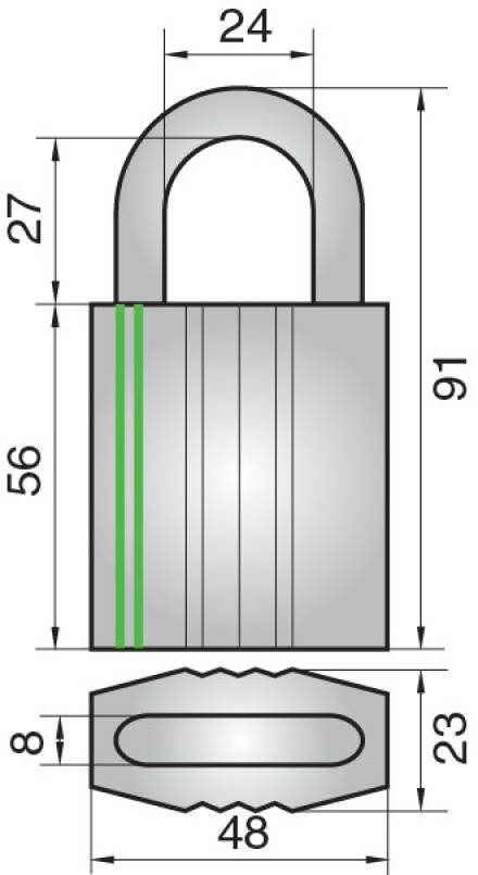 Assa Abloy P2641 Padlock Body - Extruded Brass, Black Chrome Plated