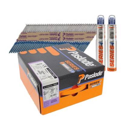 Paslode 90mm x 3.1mm Galv-Plus Ring Shank Nail and Fuel Pack - 2200 Nails + 2 Fuel Cells