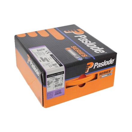 Paslode 35mm PPN Hardened Twist Nail Electro Galvanised 3.4mm x 35mm 2500 Pack with 2 Fuel Cells