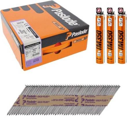 Paslode 51mm x 2.8mm Ring Shank Galv-Plus Framing Nails and Fuel Cells (3300 Pack)