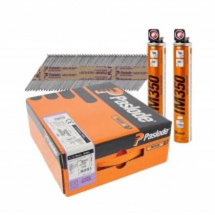 Paslode 141227 IM350 75mm x 3.1mm Ring Shank Galv-Plus Framing Nails and 2 Fuel Cells (2200 Pack)