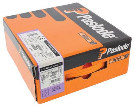 Paslode 141234 Galv-Plus Smooth Shank Nail Fuel Pack 3.1 x 90mm (2200 + 2 Fuel Cells)
