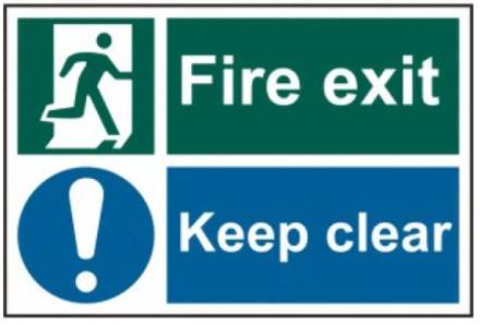 Centurion Europe Fire Exit Keep Clear Self-Adhesive Semi-Rigid PVC Sign 300 x 200mm