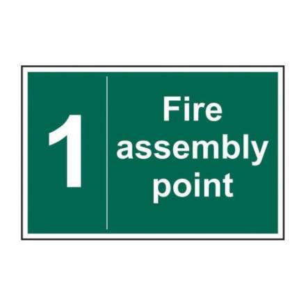 Centurion Europe Fire Assembly Point 1 Safety Sign Self-Adhesive Vinyl 600mm x 400mm