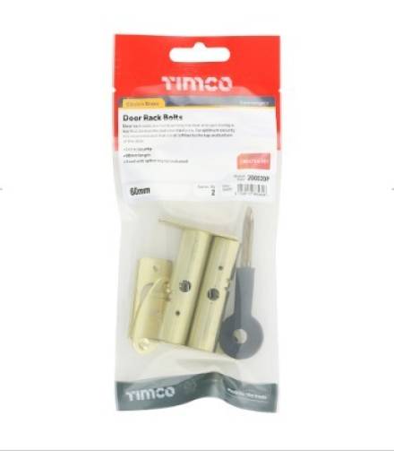 TIMCO Door Rack Bolts - Electro Brass TIMpac (Pack of 2)