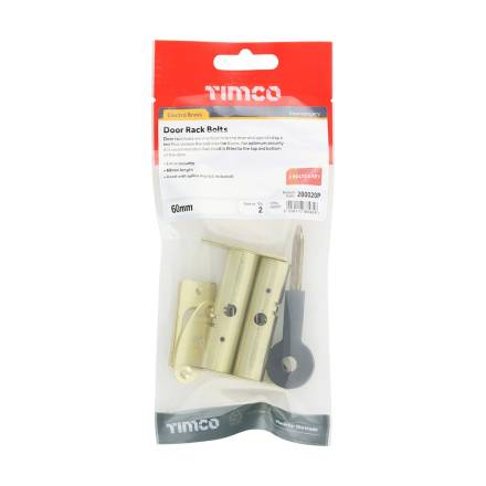 TIMCO Door Rack Bolts - Electro Brass TIMpac (Pack of 2)
