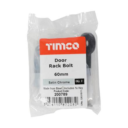 TIMCO Door Rack Bolts Satin Chrome 60mm - Pack of 2
