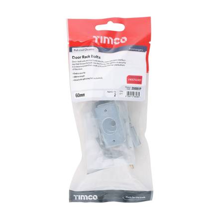 TIMCO Door Rack Bolts Polished Chrome 60mm TIMpac (Pack of 2)