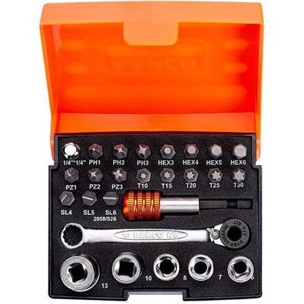 Bahco 2058/S26 1/4" Drive Ratchet and Socket Set 26 Piece