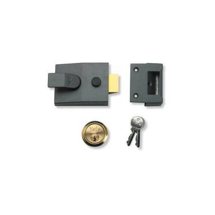 Yale P88 Standard Nightlatch 60mm Dark Metallic Grey Body with Polished Brass Cylinder