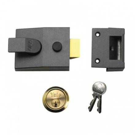 Yale P89 Deadlocking Nightlatch 60mm Dark Metal Grey Satin Chrome Cylinder