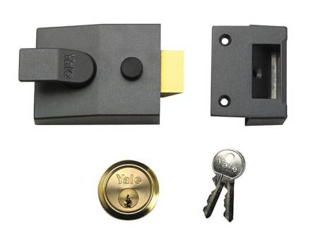 Yale P89 Deadlocking Nightlatch 60mm Dark Metal Grey Satin Chrome Cylinder