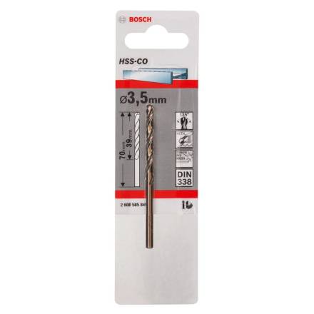 Bosch HSS-Co Metal Drill Bit 3.5mm x 39mm x 70mm (Single)