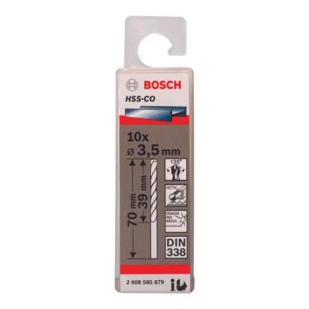 Bosch HSS-Co Metal Drill Bit 3.5mm x 70mm - Pack of 10
