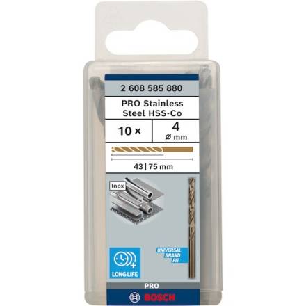 Bosch HSS-Co Metal Drill Bit 4mm DIN 338 - Pack of 10