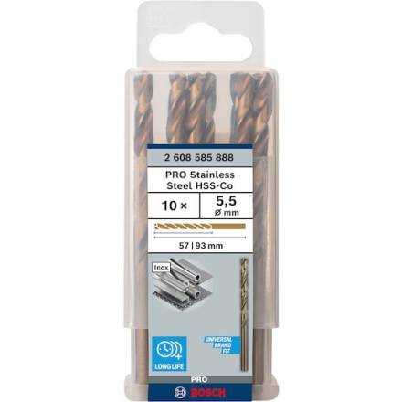 Bosch HSS-Co Metal Drill Bits 5.5mm DIN 338 - Pack of 10