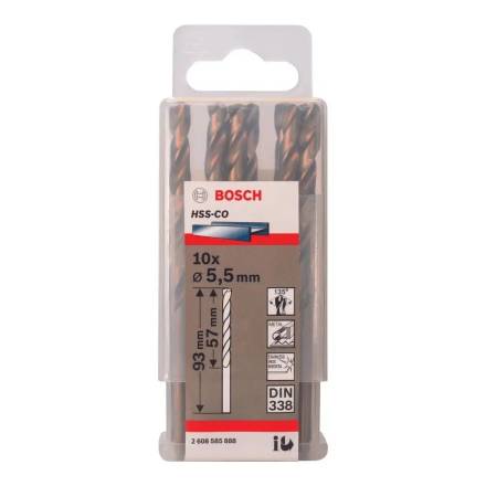 Bosch HSS-Co Metal Drill Bits 5.5mm DIN 338 - Pack of 10