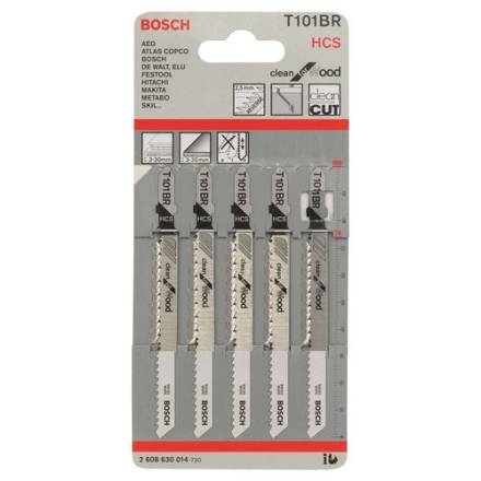 Bosch T101BR Clean for Wood Jigsaw Blades 100mm T-Shank HCS - Pack of 5