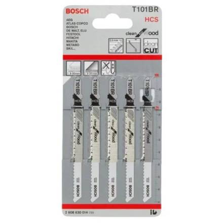 Bosch T101BR Clean for Wood Jigsaw Blades 100mm T-Shank HCS - Pack of 5