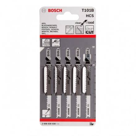 Bosch T101B Clean for Wood Jigsaw Blades HCS 100mm - Pack of 5