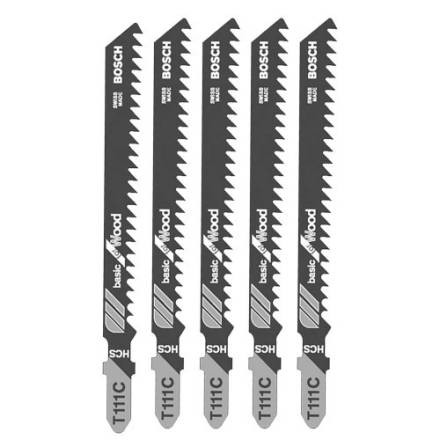 Bosch T111C Basic for Wood Jigsaw Blades 100mm HCS 5 Pack