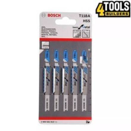 Bosch T 118 A Basic for Metal HSS Jigsaw Blades - 92mm, Pack of 5