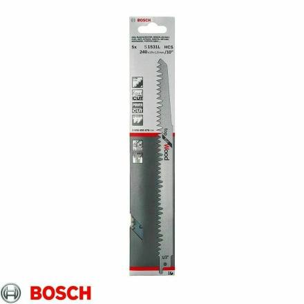 Bosch S1531L Top for Wood HCS Reciprocating Sabre Saw Blades 240mm 5 Pack