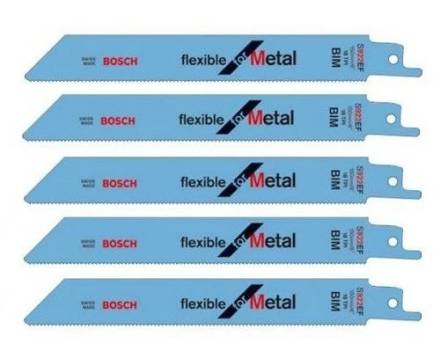 Bosch S922EF Flexible for Metal Reciprocating Sabre Saw Blades BiM 150mm 18 TPI Pack of 5