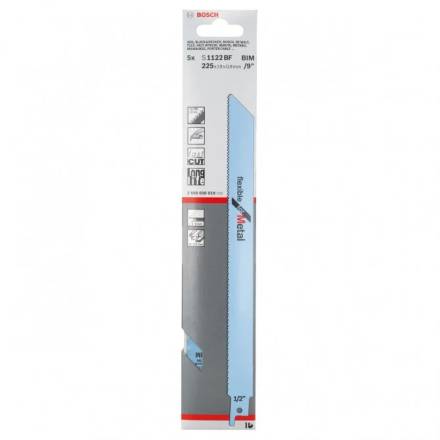 Bosch S1122BF Flexible for Metal Reciprocating Sabre Saw Blades 225mm Pack of 5