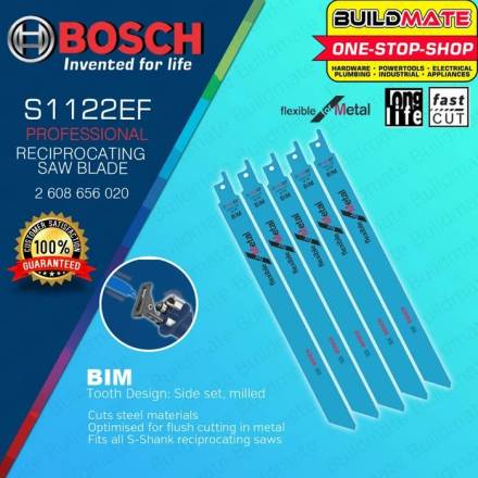 Bosch S1122EF Flexible Sabre Saw Blades for Metal 225mm 18TPI BiM - Pack of 5