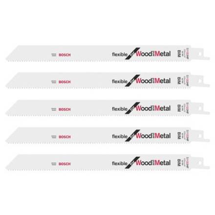 Bosch S1122HF Flexible For Wood And Metal Reciprocating Sabre Saw Blades BiM 225mm 10 TPI Pack Of 5