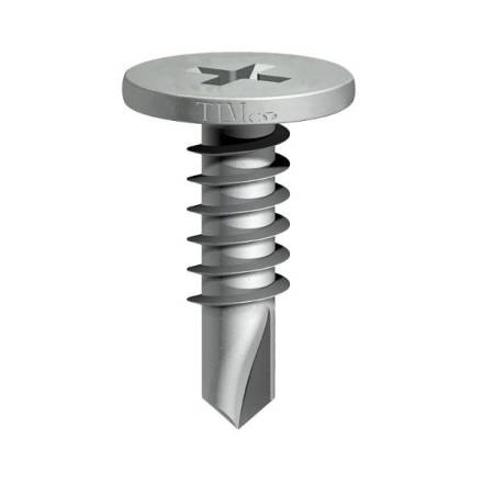 TIMCO Baypole Screws Wafer Flange PH2 Self-Drilling Point BZP 4.8 x 80mm (Box of 200)