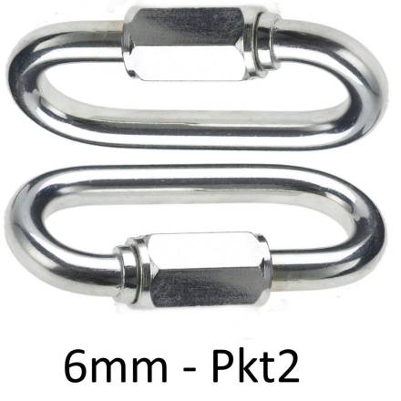 A Perry No.311 Steel Quick Repair Chain Link 6mm BZP - Packet of 2