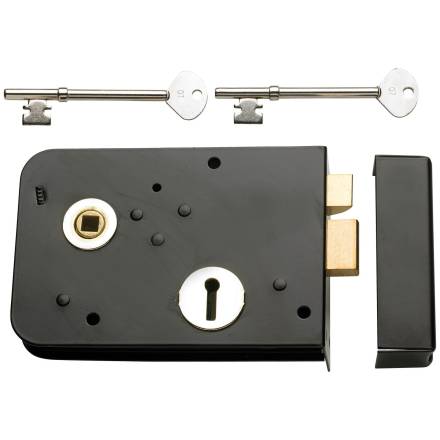 A Perry No.37GL Prepacked Rim Lock 150mm Left Hand Black