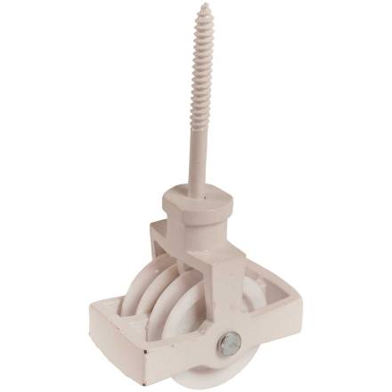 A Perry No.42 Double Screw Cast Pulley Nylon Wheel 44mm White