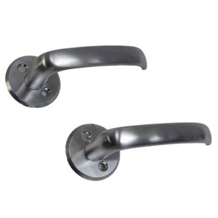Assa Abloy 640 Classic Unsprung Lever Handle on Round Rose Satin Chrome - Pair