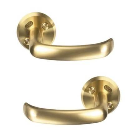 Assa Abloy 640 Classic Unsprung Lever Handle on Round Rose Polished Brass - Pair