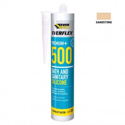 Sika Everbuild Everflex 500 Bath and Sanitary Silicone Sealant - Sand 295ml