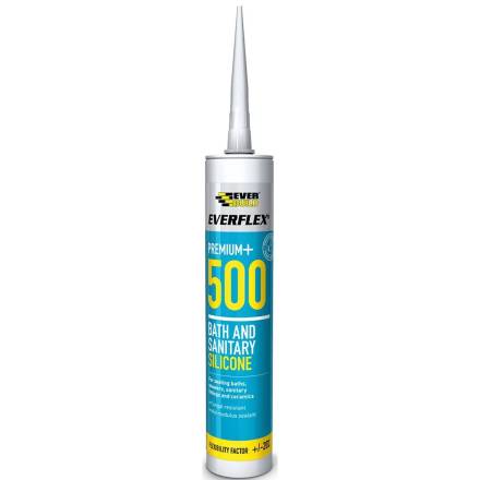 Sika Everbuild Everflex Premium+ 500 Bath and Sanitary Silicone Sealant Clear 295ml