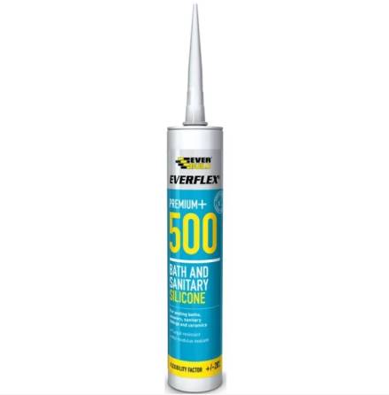 Sika Everbuild Everflex Premium+ 500 Bath and Sanitary Silicone Sealant Clear 295ml