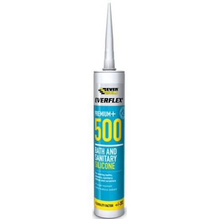 Sika Everbuild Everflex 500 Bath and Sanitary Silicone Sealant White 290ml