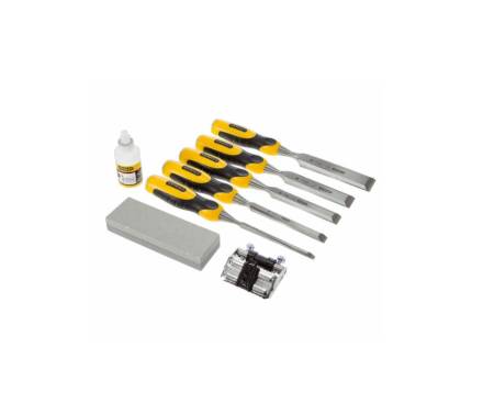 Stanley DynaGrip 5-Piece Wood Chisel Set with Carry Case and Sharpening Kit