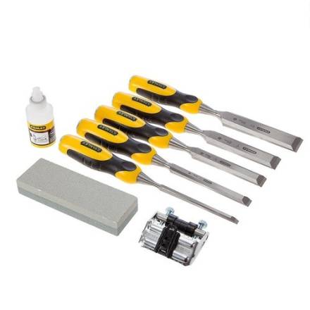 Stanley DynaGrip 5-Piece Wood Chisel Set with Carry Case and Sharpening Kit