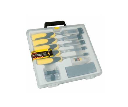 Stanley DynaGrip 5-Piece Wood Chisel Set with Carry Case and Sharpening Kit
